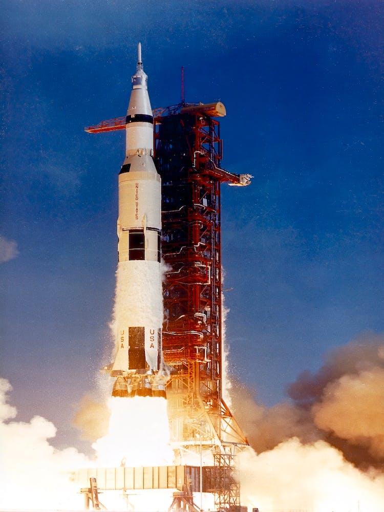 The Photograph Of The Saturn V Launch Vehicle (Sa 506), For The Apollo 11 Mission Liftoff On July 16, 1969, From Launch Complex 39a At The Kennedy Space Center