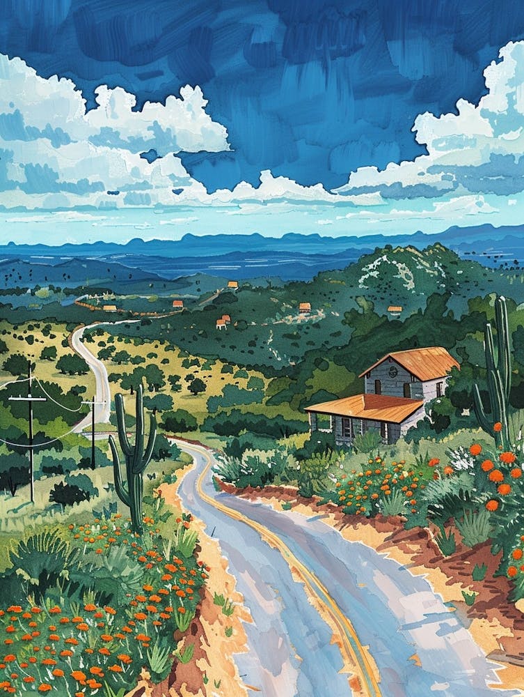 Storybook Illustration Skyline Austin Texas 4