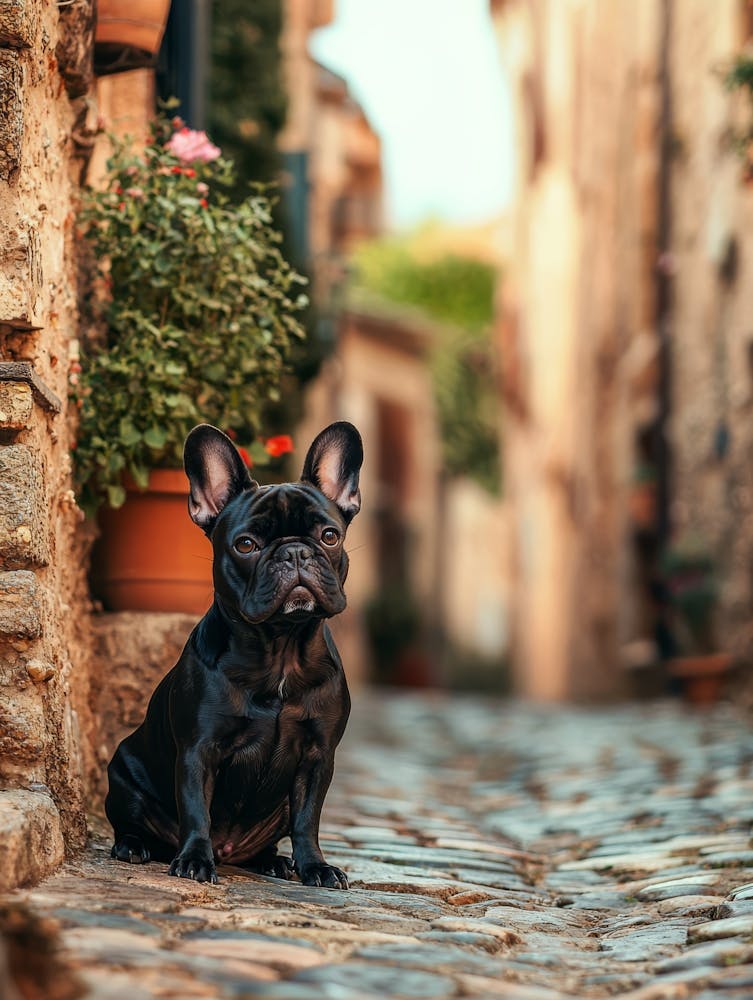 Black French Bulldog.Generated AI.