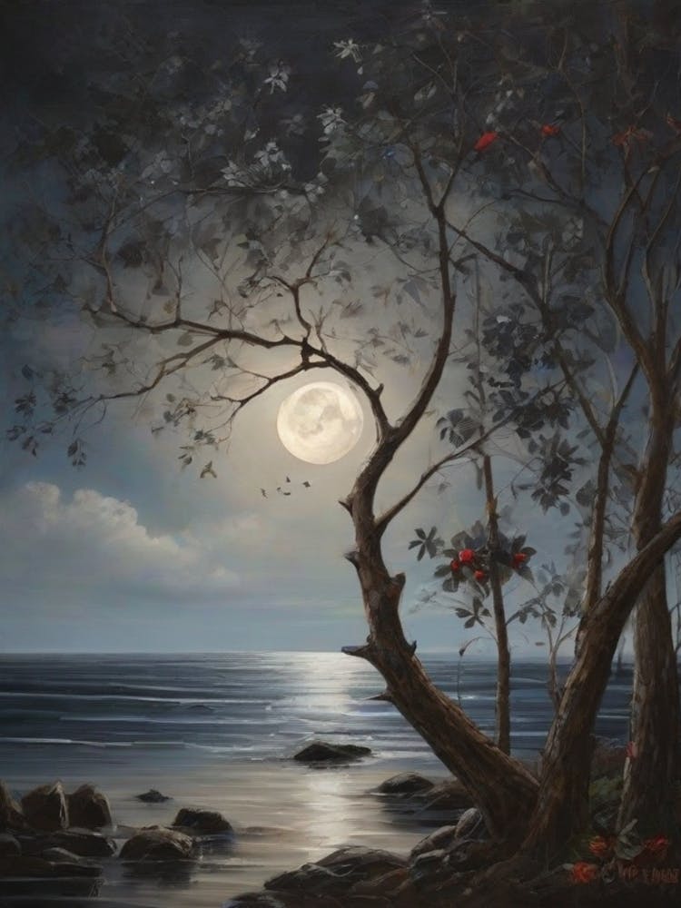 Full Moon Over The Ocean 1