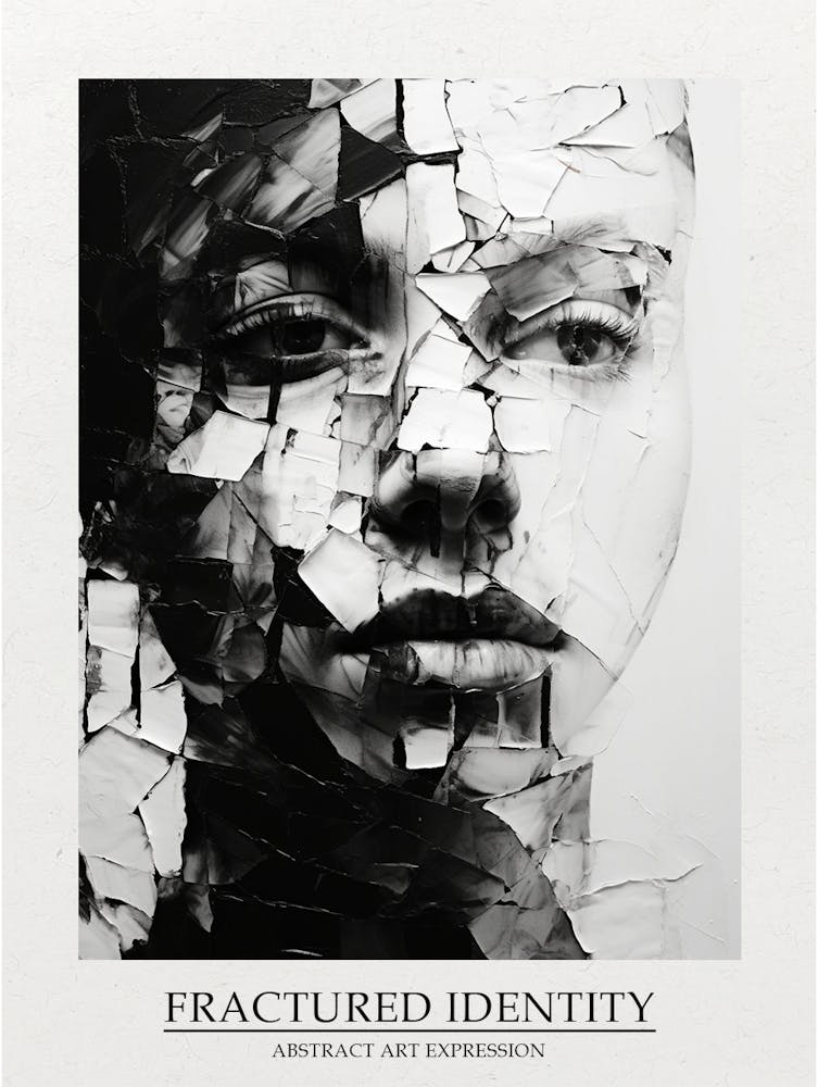 Fractured Identity Abstract Black And White 6 Poster