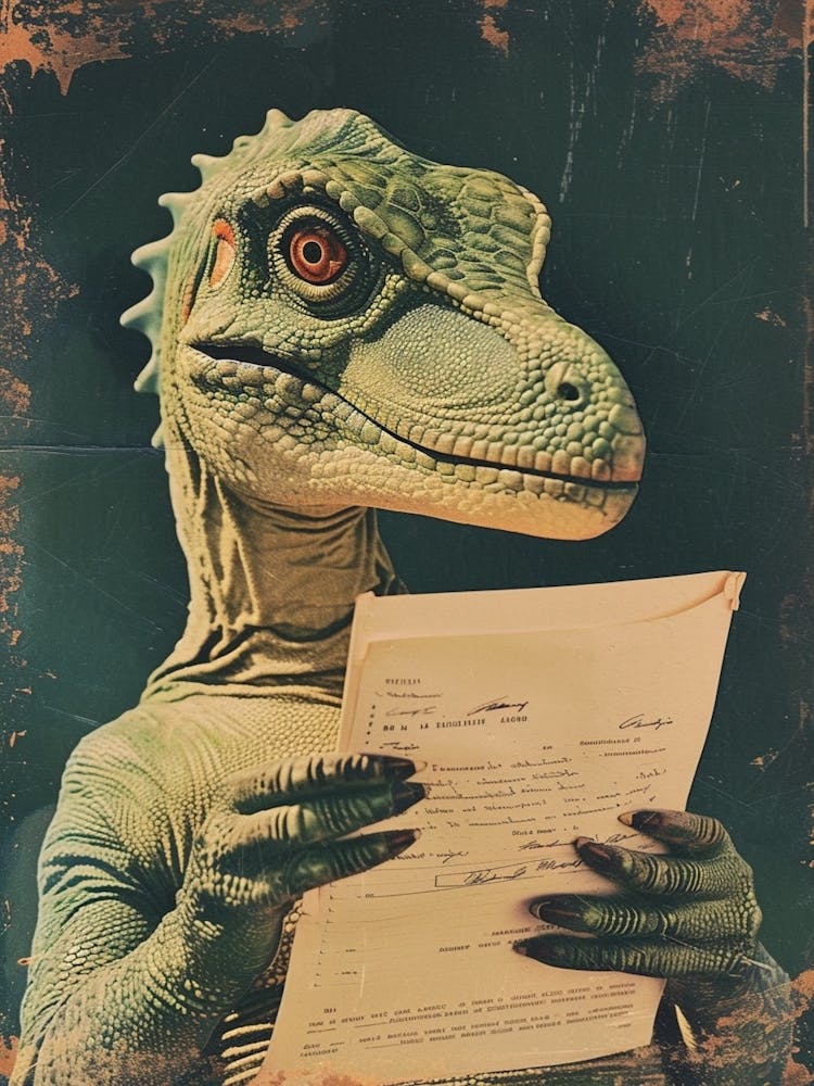 Dinosaur & A Letter Retro Collage 3