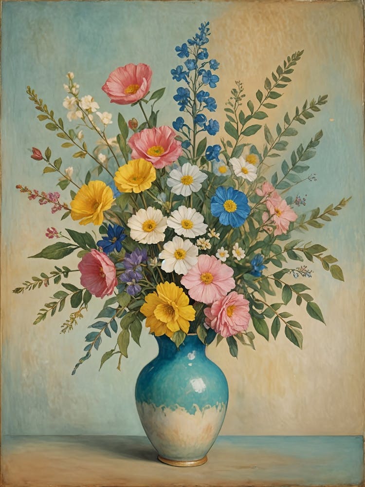 Vintage Flowers In A Vase no1