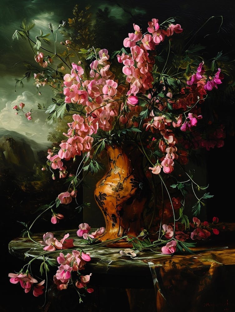 Baroque Floral Still Life Sweet Pea 1