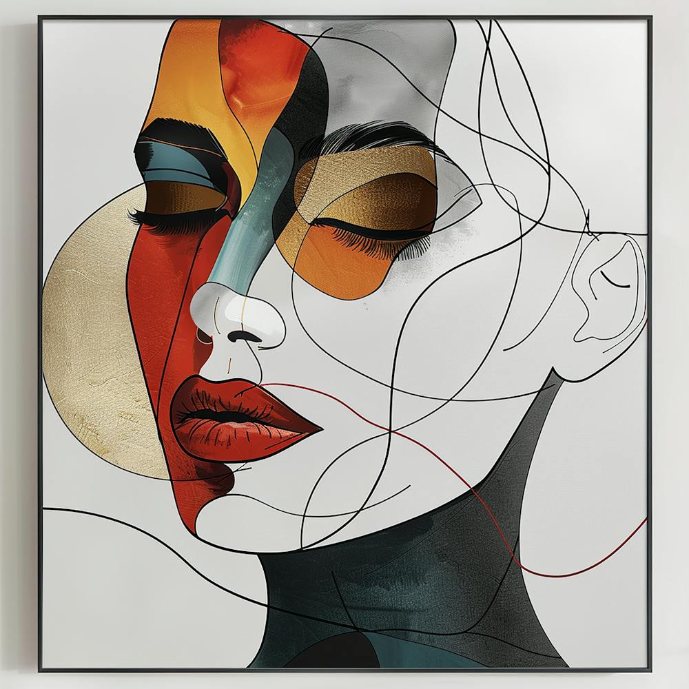 Abstract Woman'S Face - colorful cubism, cubism, cubist art,    abstract art, abstract painting  city wall art, colorful wall art, home decor, minimal art, modern wall art, wall art, wall decoration, wall print colourful wall art, decor wall art, digital
