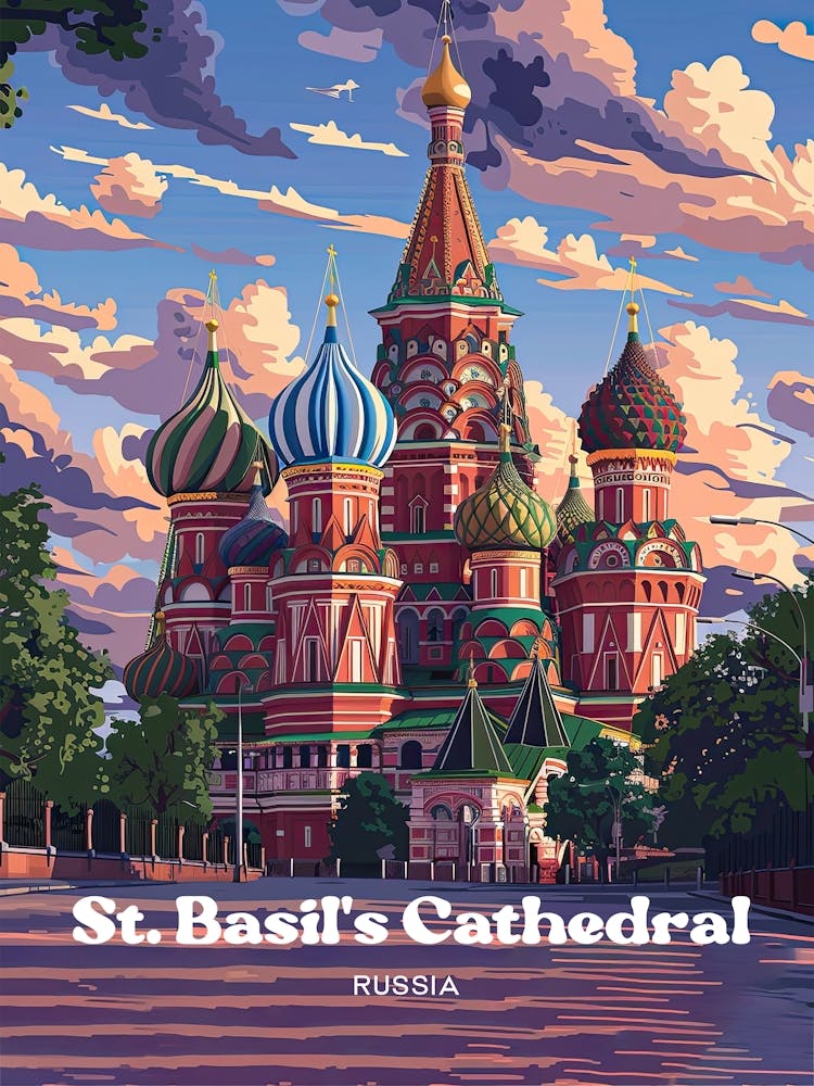 St Basils Cathedral Moskau Reisekunst-Illustration