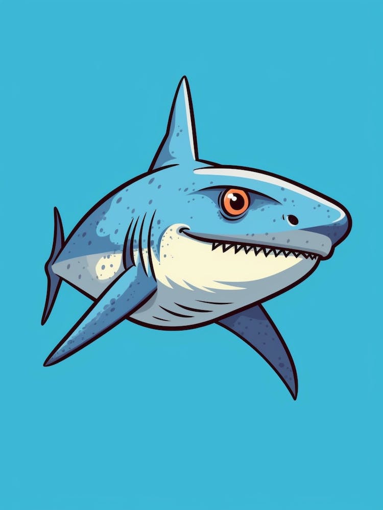 A Blue Shark In A Vintage Cartoon Style 4