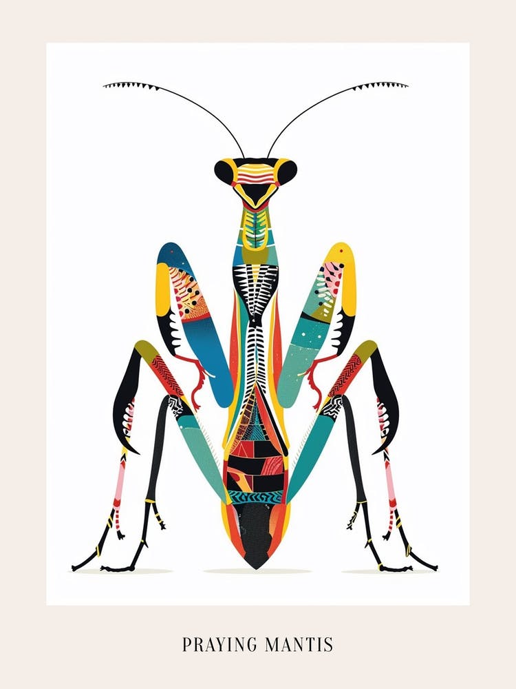 Colourful Insect Illustration Praying Mantis 9 Poster