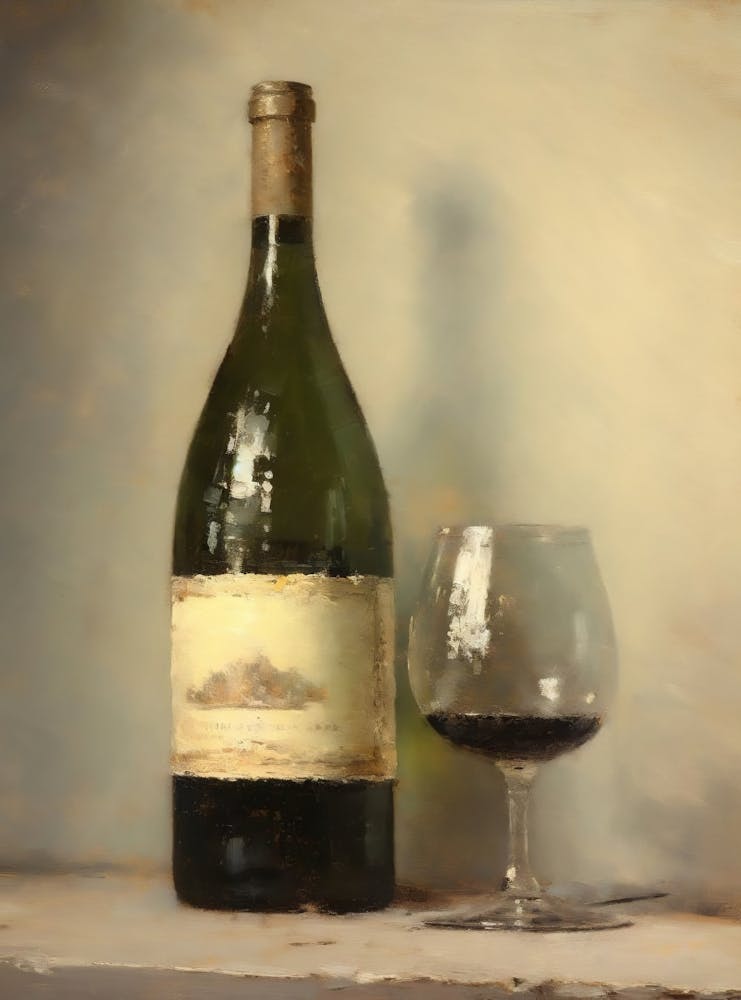 Vintage Wine Bottle Still Life Painting, Vintage Kitchen Table Print, Antique Food Painting, Rustic Country Art, Farmhouse Kitchen Art Decor