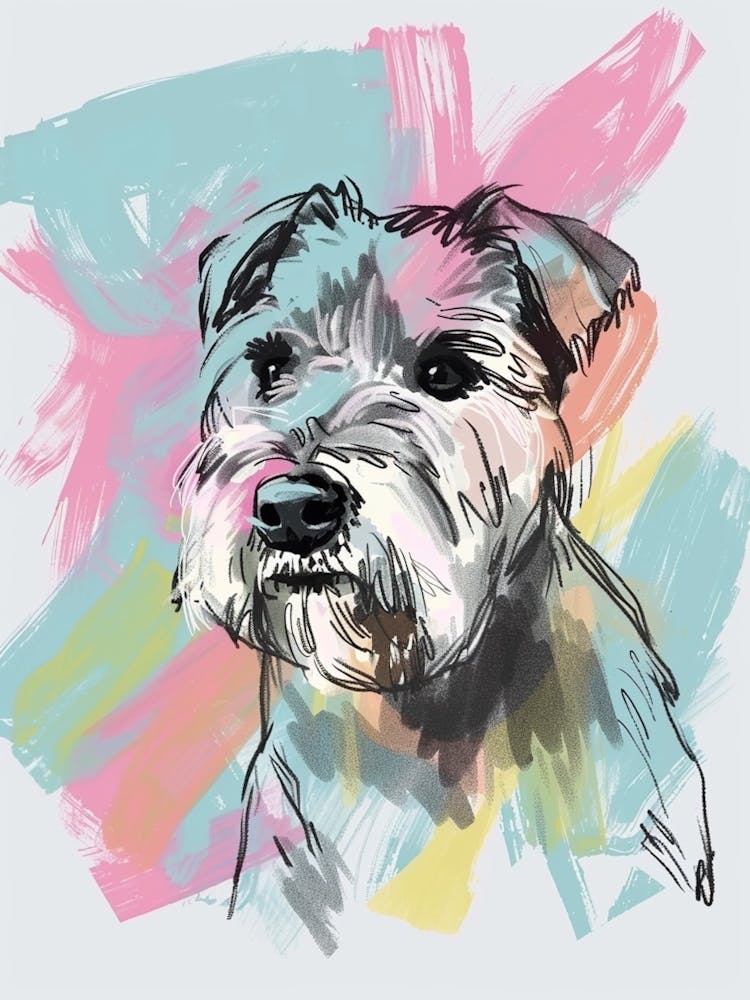 Pastell Lakeland Terrier Hund Pastellstrich-Illustration 1