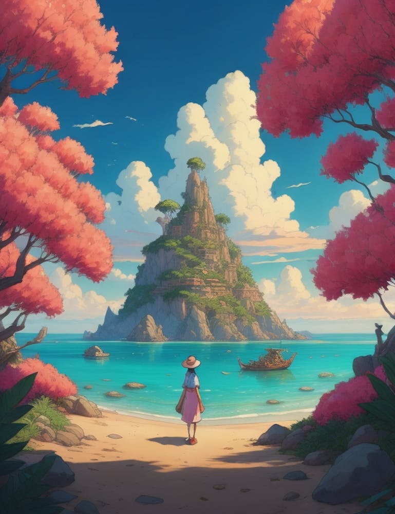 Pink Trees On The Beach