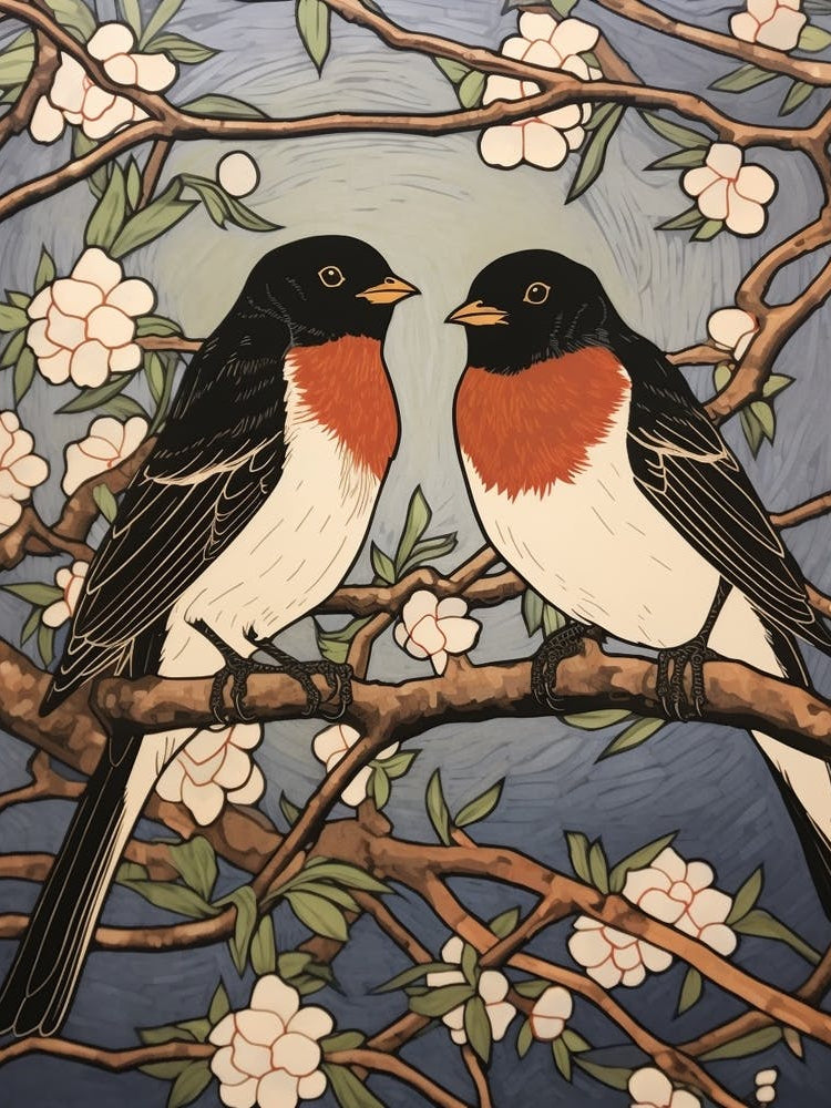 Art Nouveau Birds Poster Barn Swallow 3