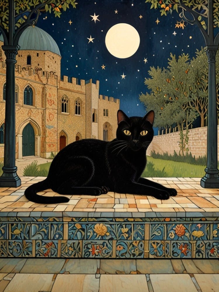 William Morris Cat In The Moonlight 55