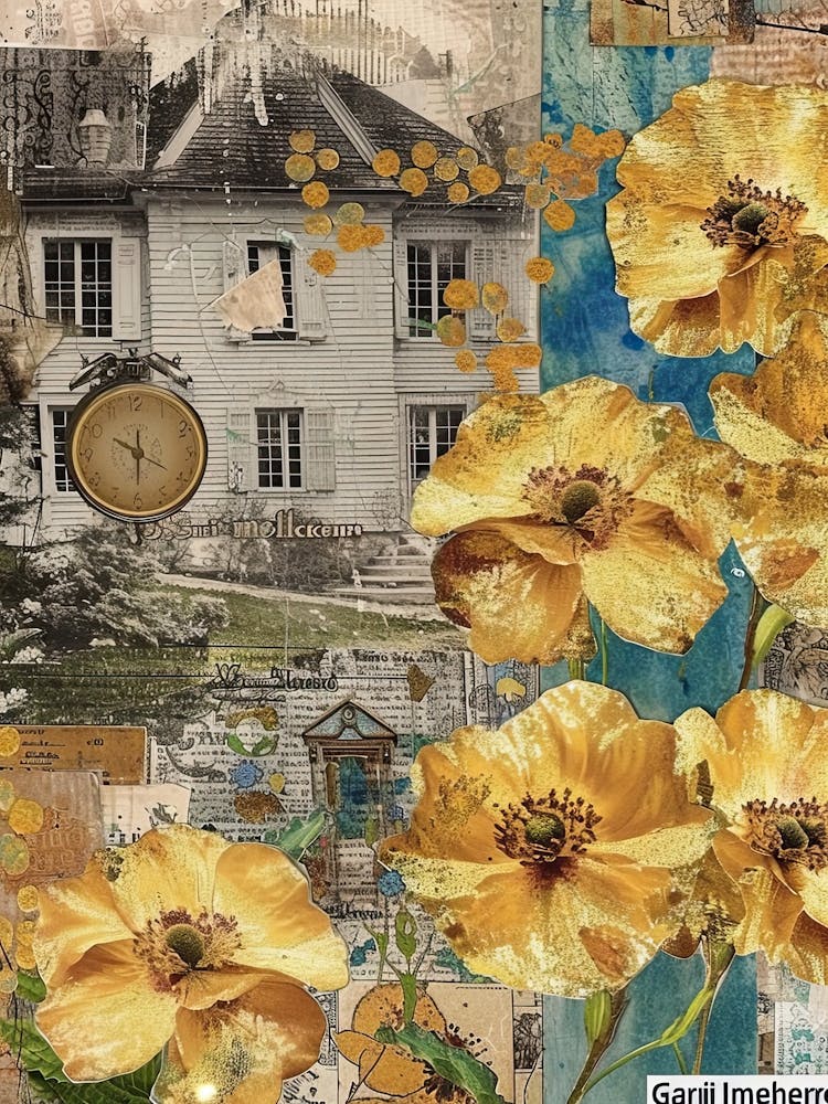 Collage Scrapbook Fleurs Séchées Cottage 3