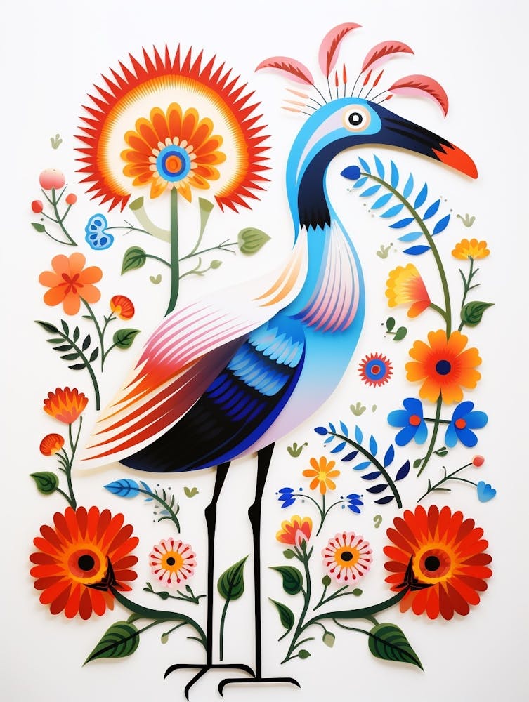 Scandinavian Bird Illustration Crane 2