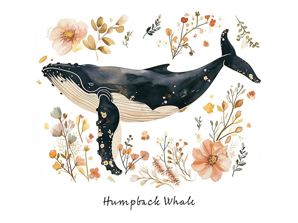 Little Floral Humpback Whale 1 Poster