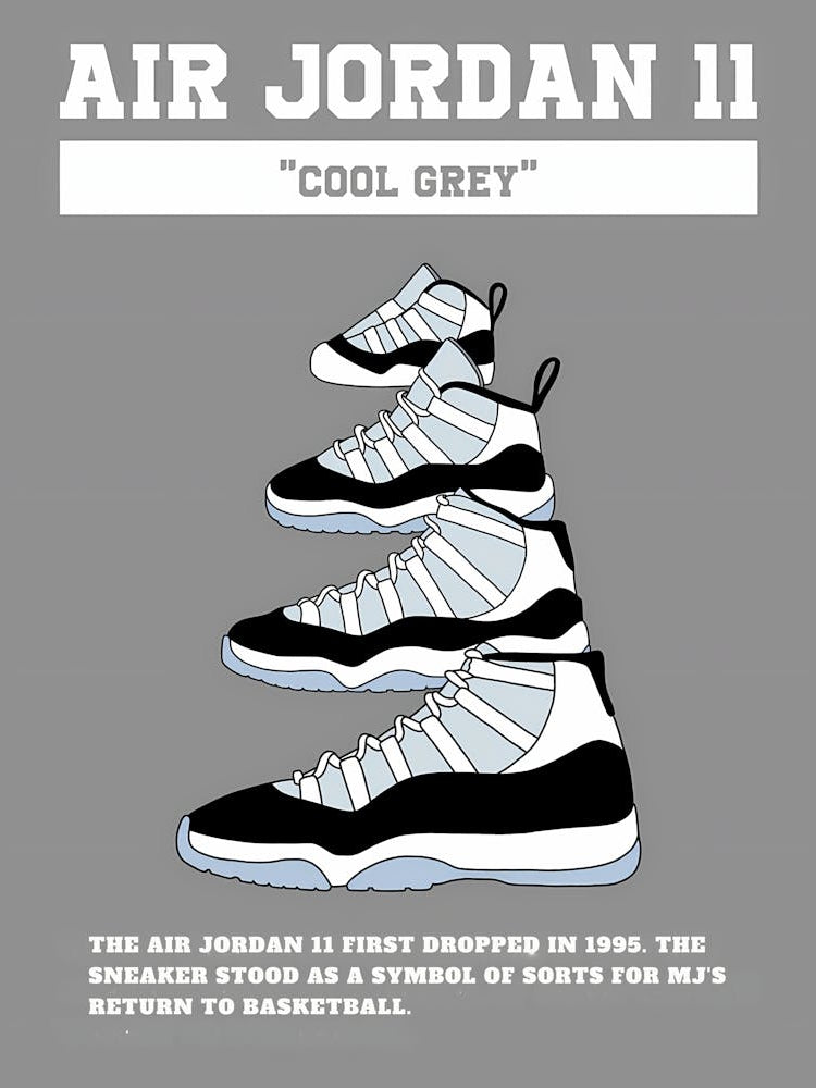 Air Jordan II Cool Grey - Air Jordan 11 Cool Grey - Michael Jordan Basketball Shoes