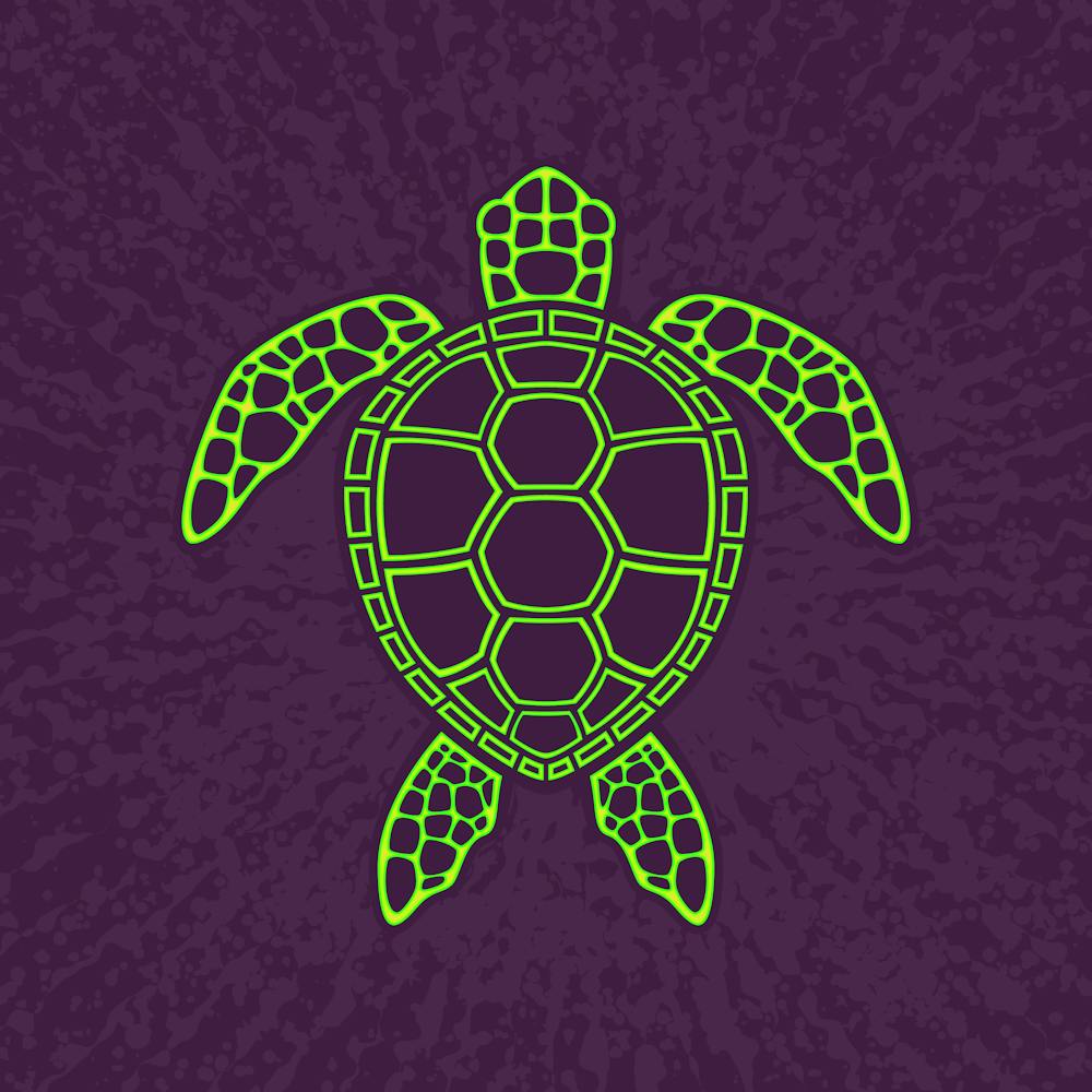Green Neon Lava Sea Turtle Design