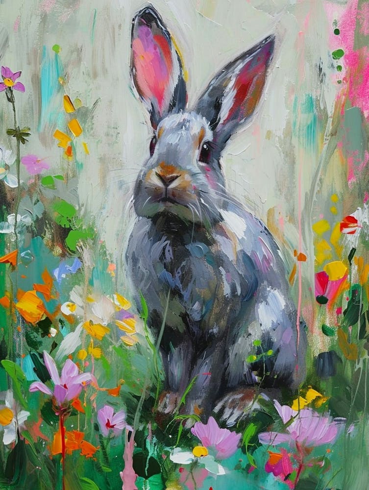 Silver Fox Rabbit Painting 2