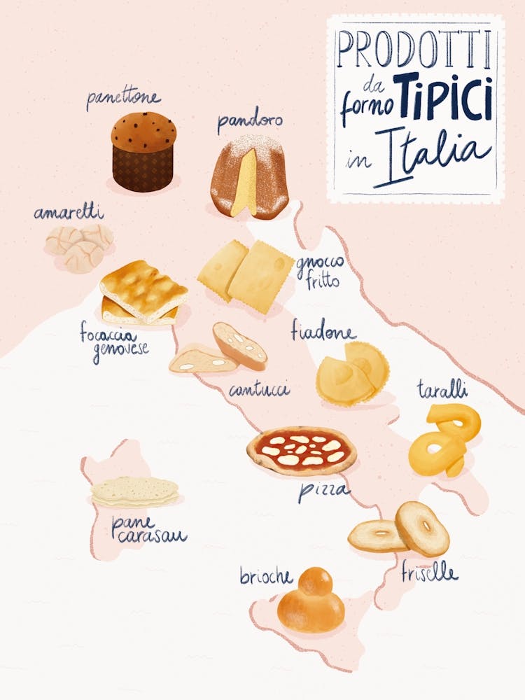 Italy Food Map Illustration