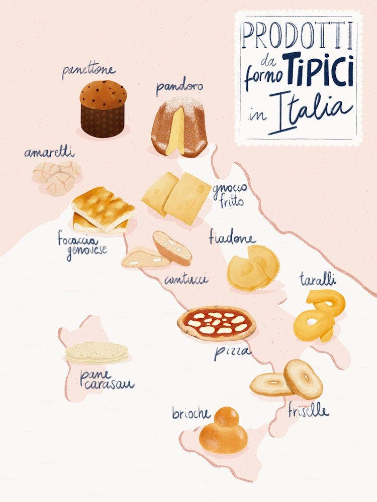 Italy Food Map Illustration