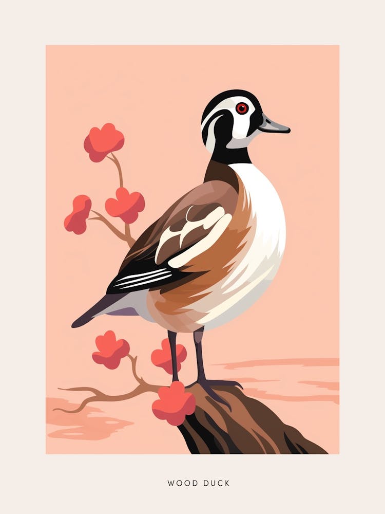 Minimalistisches Vogelposter Brautente 1