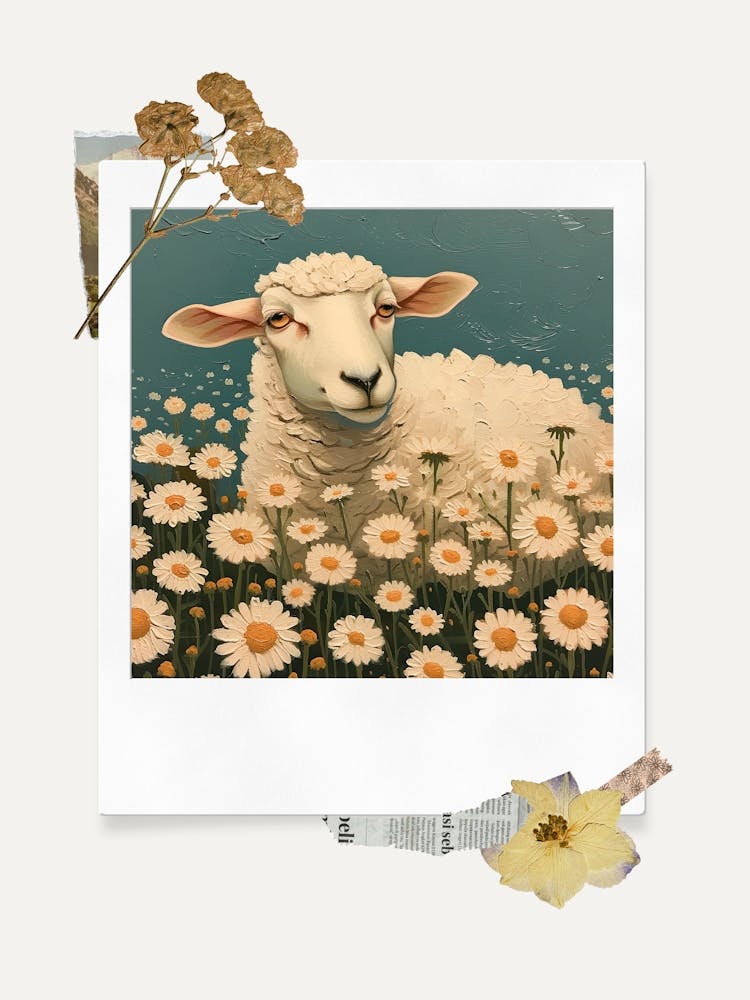Scrapbook Sheep Fairycore Painting 6