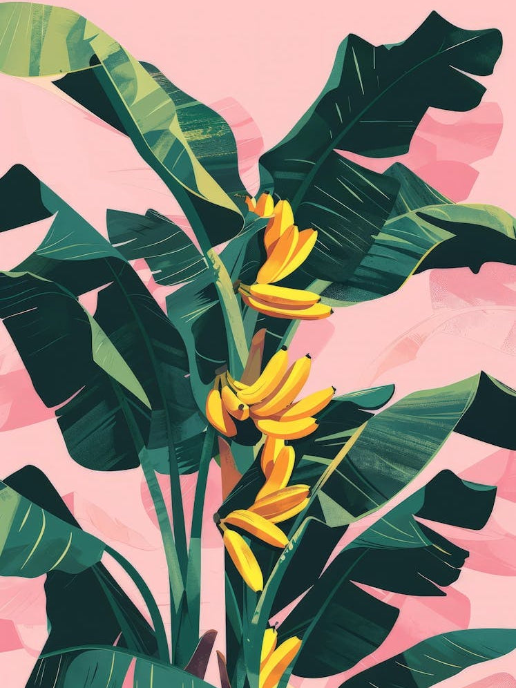 Bananas On Pink Background 2