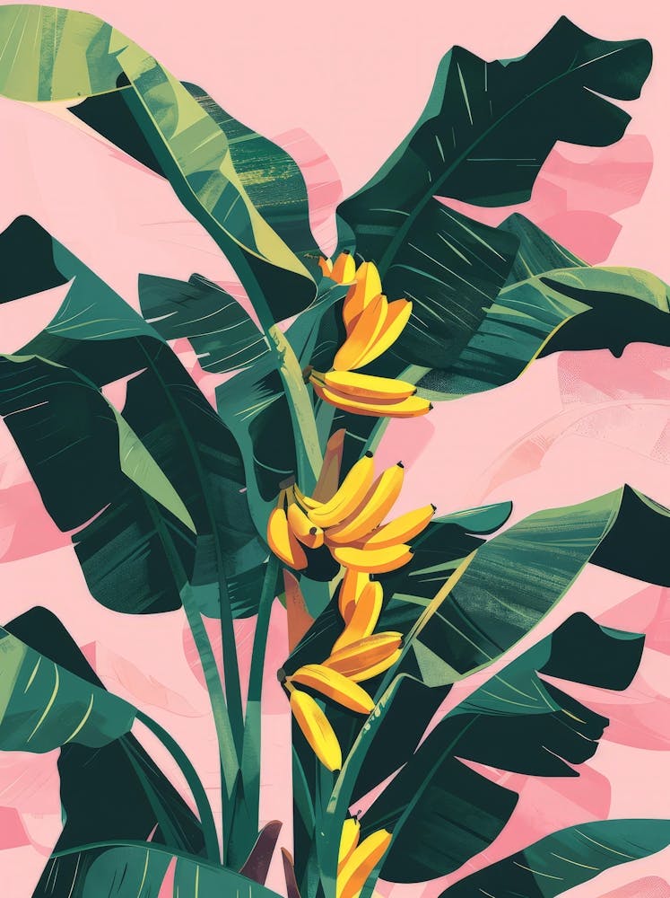 Bananas On Pink Background 2