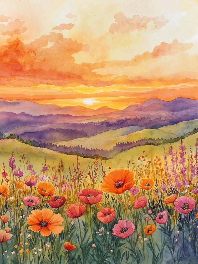 Sunset With Poppies
