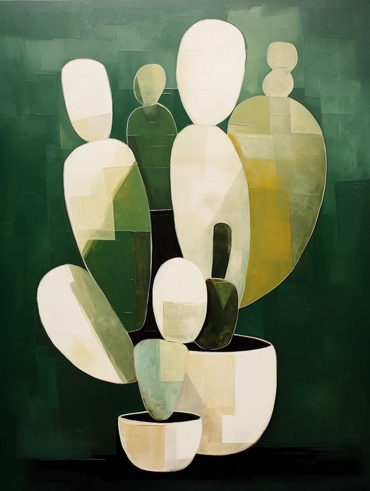 Modern Abstract Cactus Painting