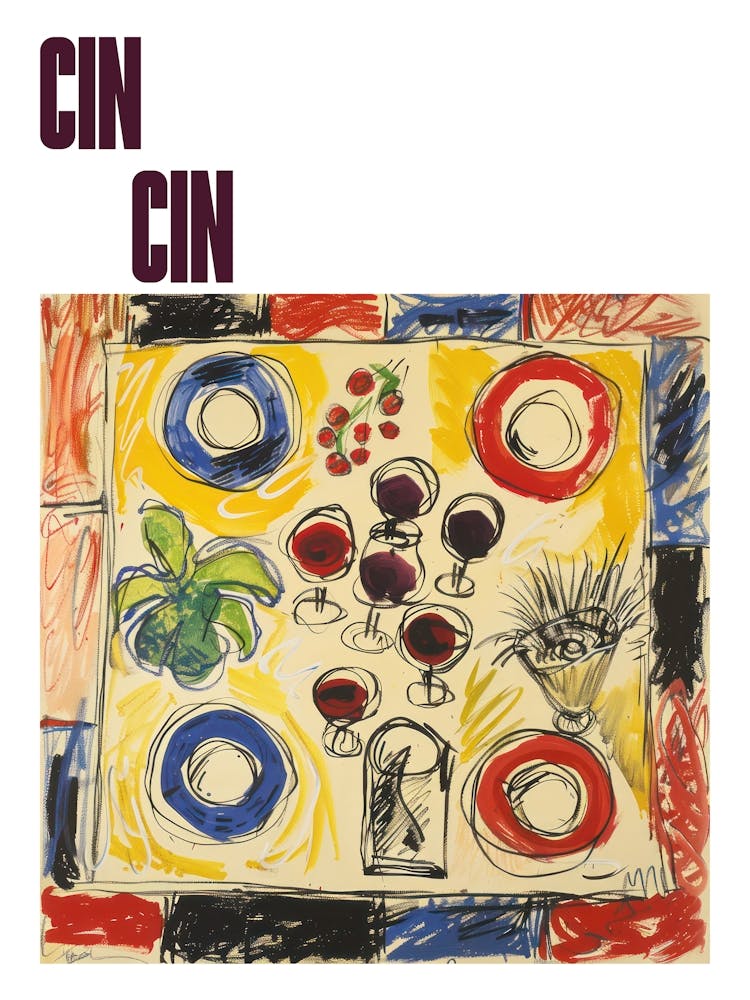Cin Cin Poster Wine Lunch Matisse Style 8