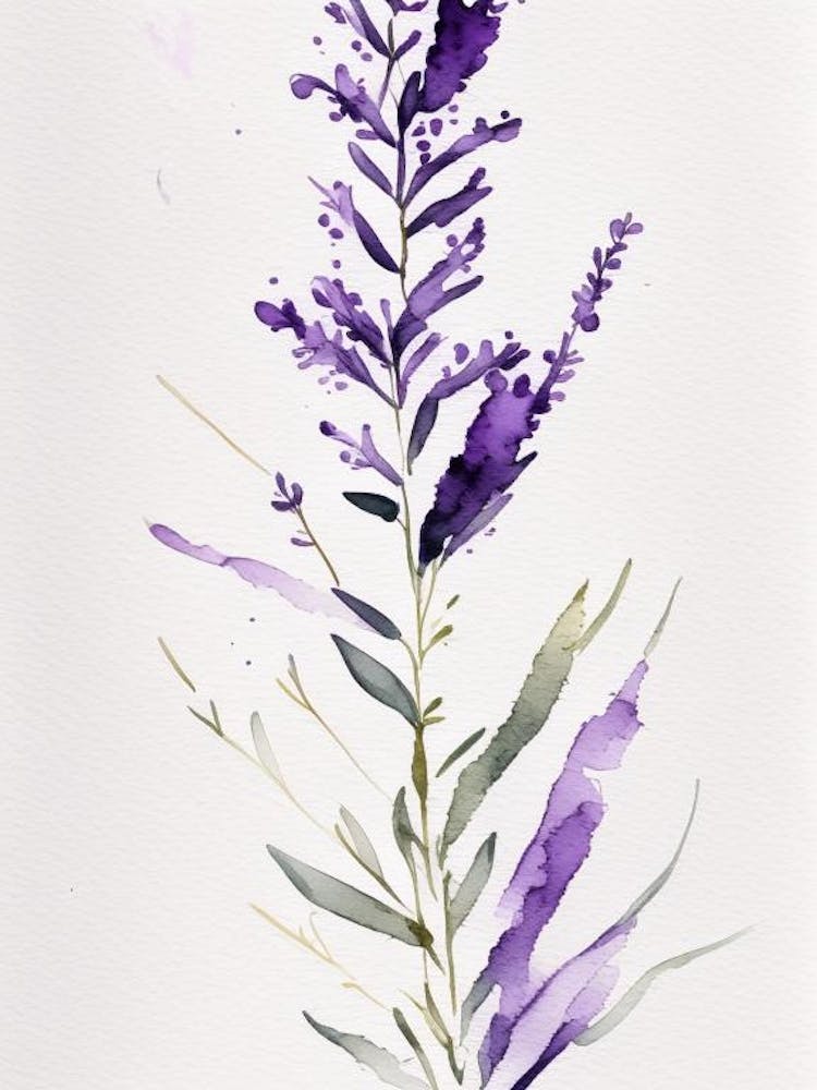 Violet Herb Minimalist Watercolour 3