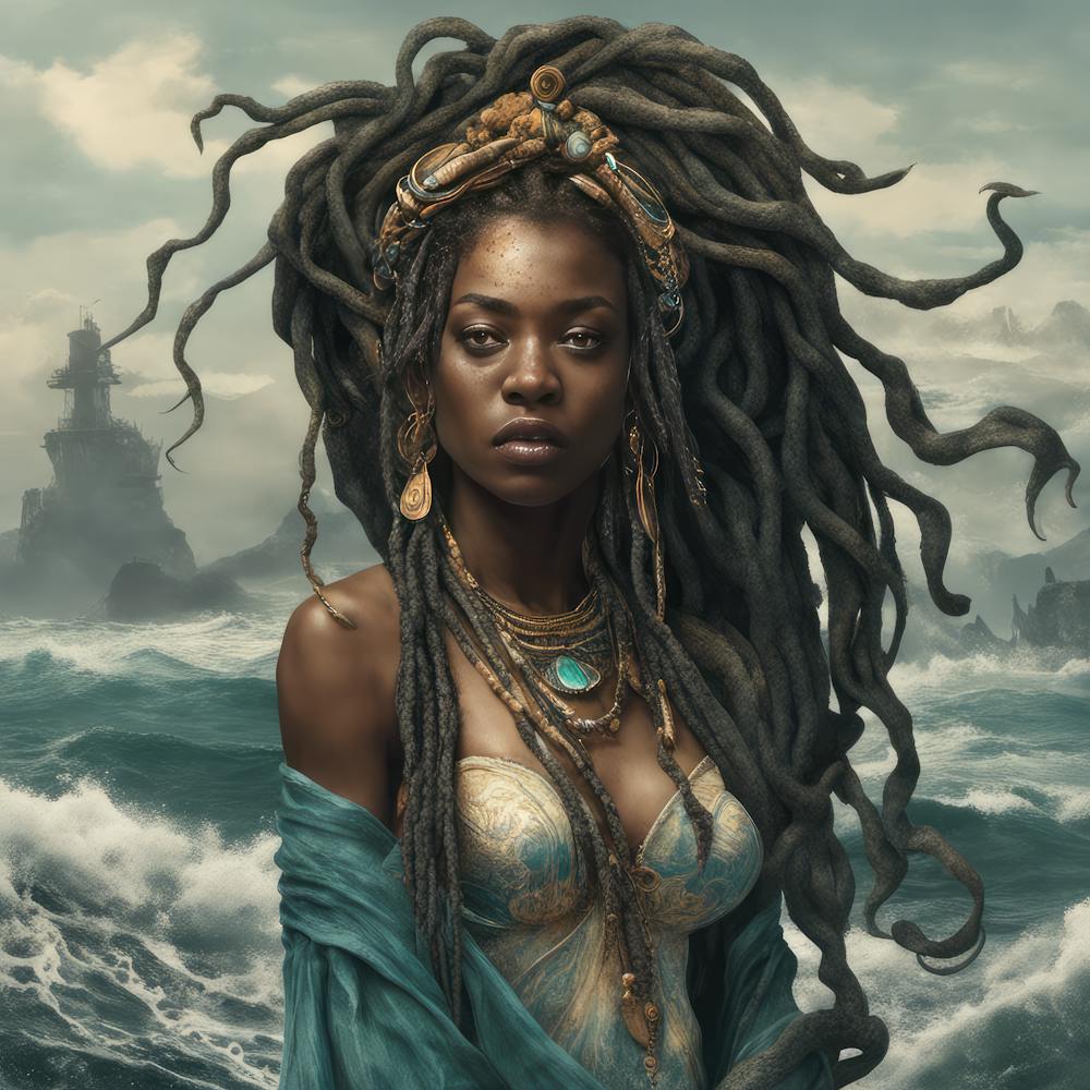 Yemanya Yemoja Dread Locs Mermaid Mami Water Ocean Goddess