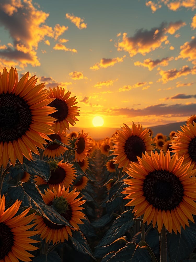 Sunflowers At Sunset 1