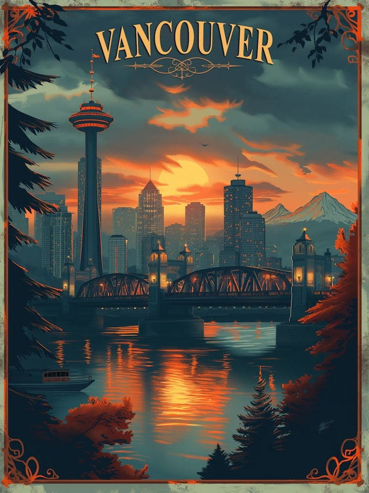 Vancouver, Canada Vintage Travel Poster