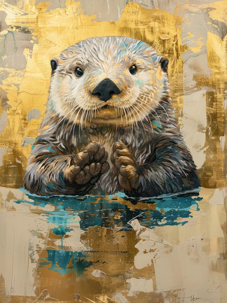 Sea Otter Gold Effect Collage 1