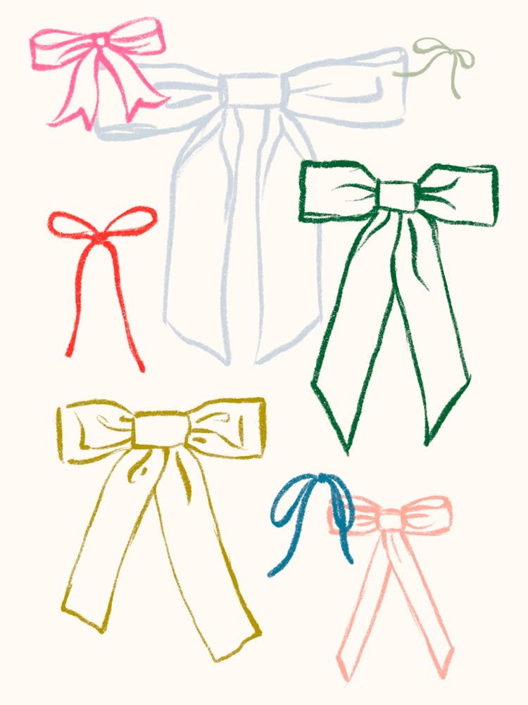 Colorful Bows. Pencil Sketch