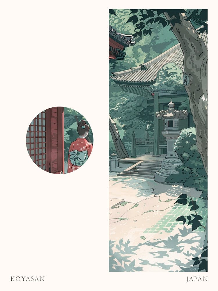 Koyasan Japan 2 Cut Out Travel Poster