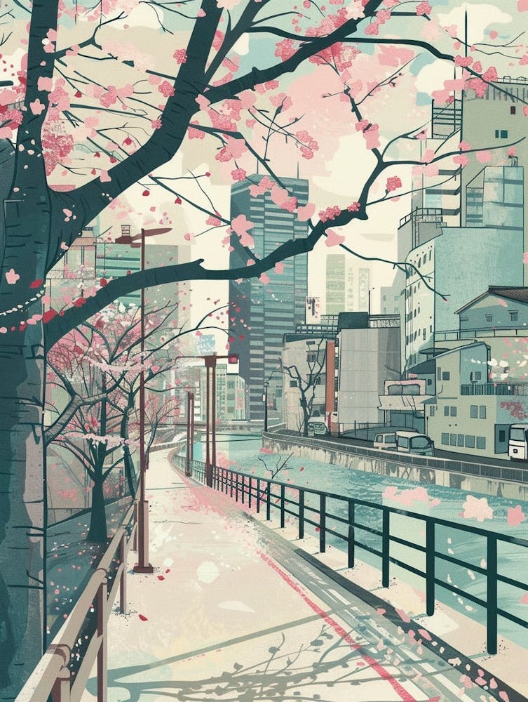 Tokyo Japan 3 Retro Illustration