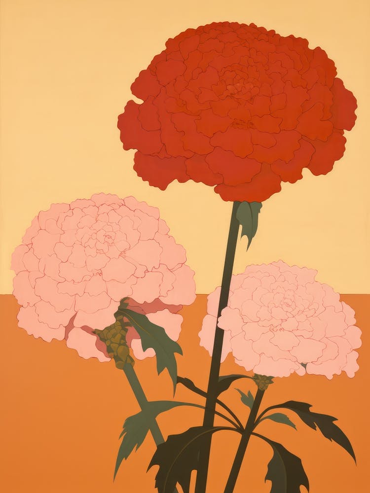Marigolds Flower Big Bold Illustration 4