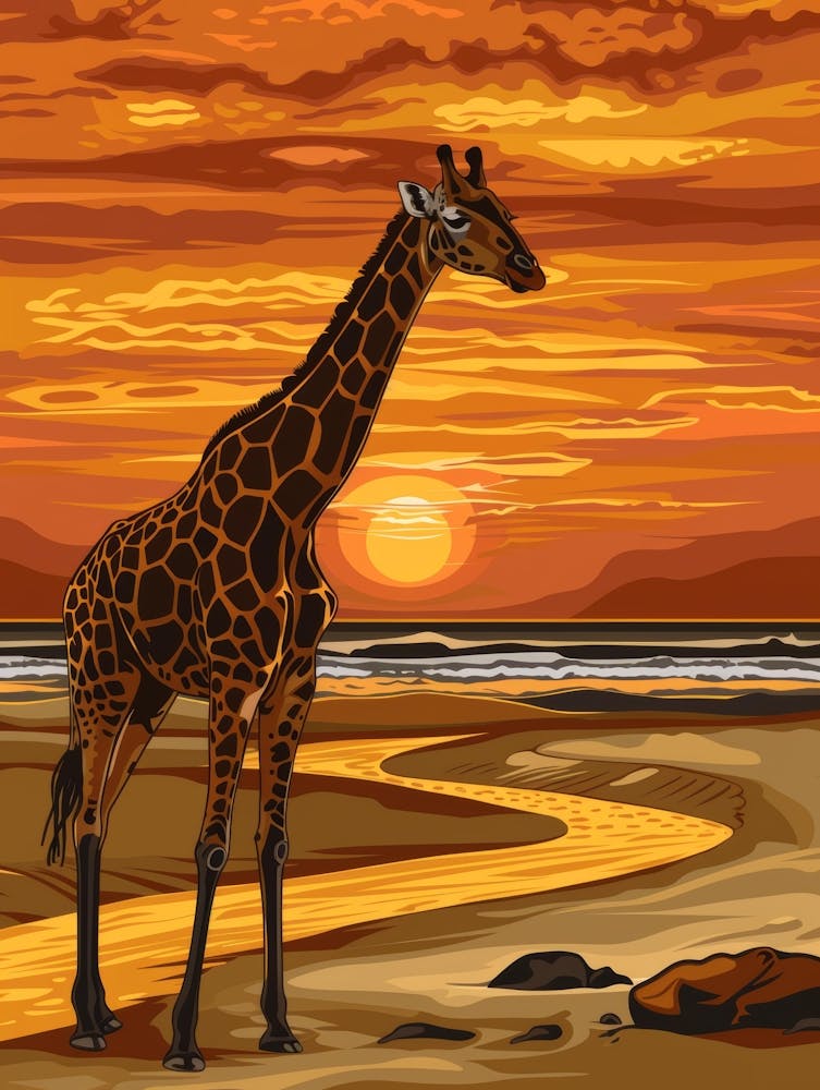 Girafe au coucher du soleil 1