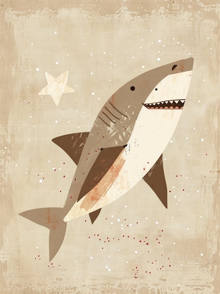 Cute Storybook Style Shark Muted Pastels 5