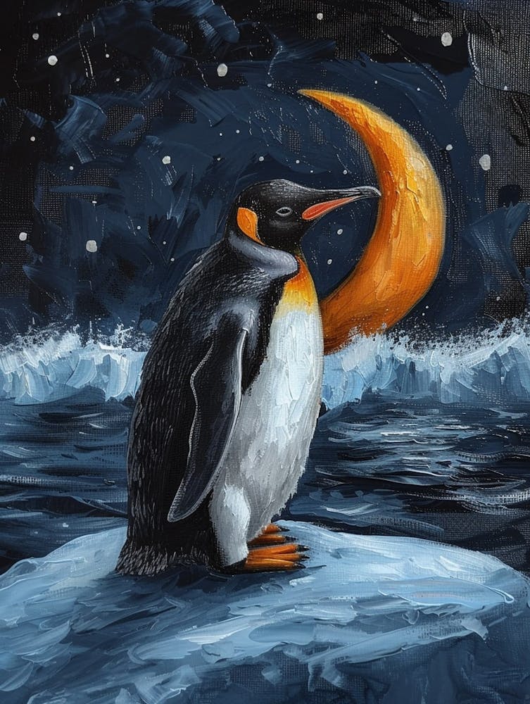 Adlie Penguin Half Moon Island Oil Painting 4