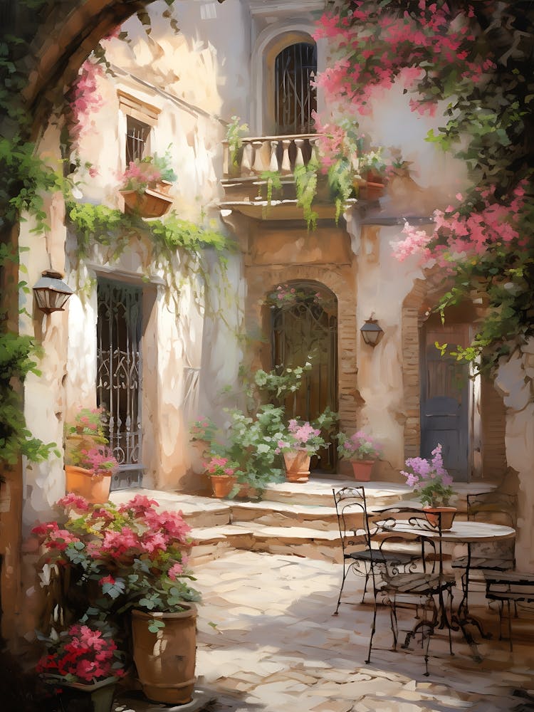 Colorful Courtyard Image With Pl