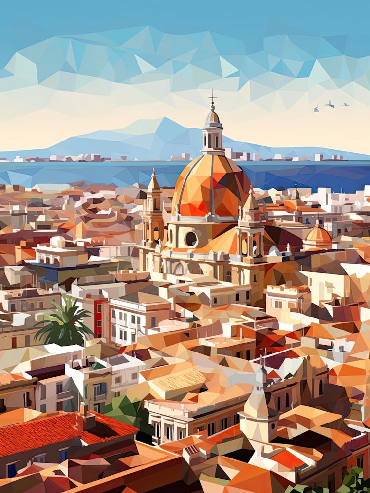 Valencia, Spain, Geometric Illustration 2