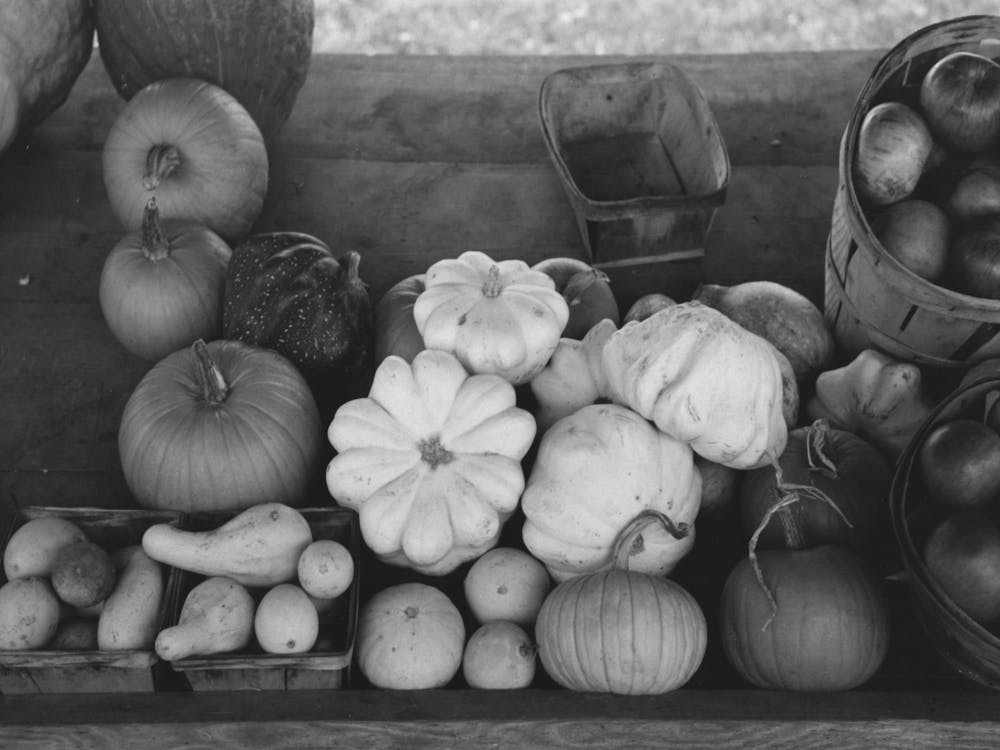 Fall Fruits And Vegetables At Roadside Stand Near Greenfield, Massachusetts By Russell Lee