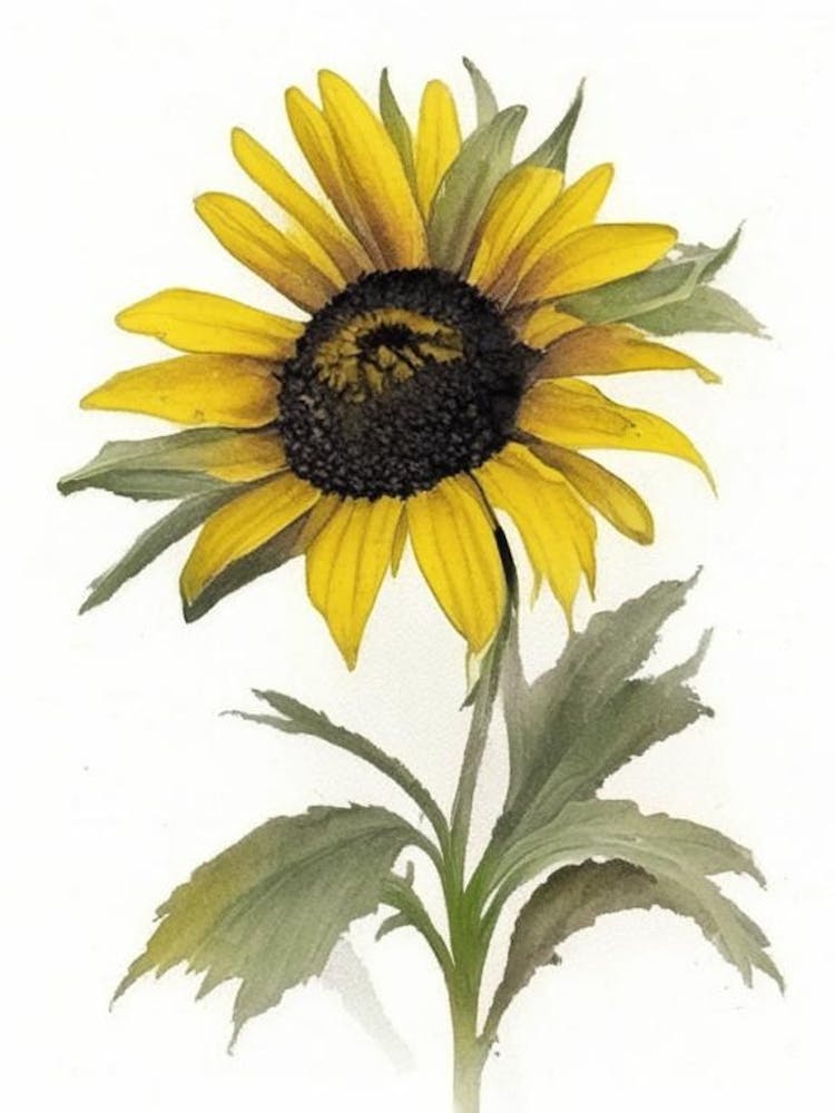 Black Eyed Susan Wildflower Watercolour