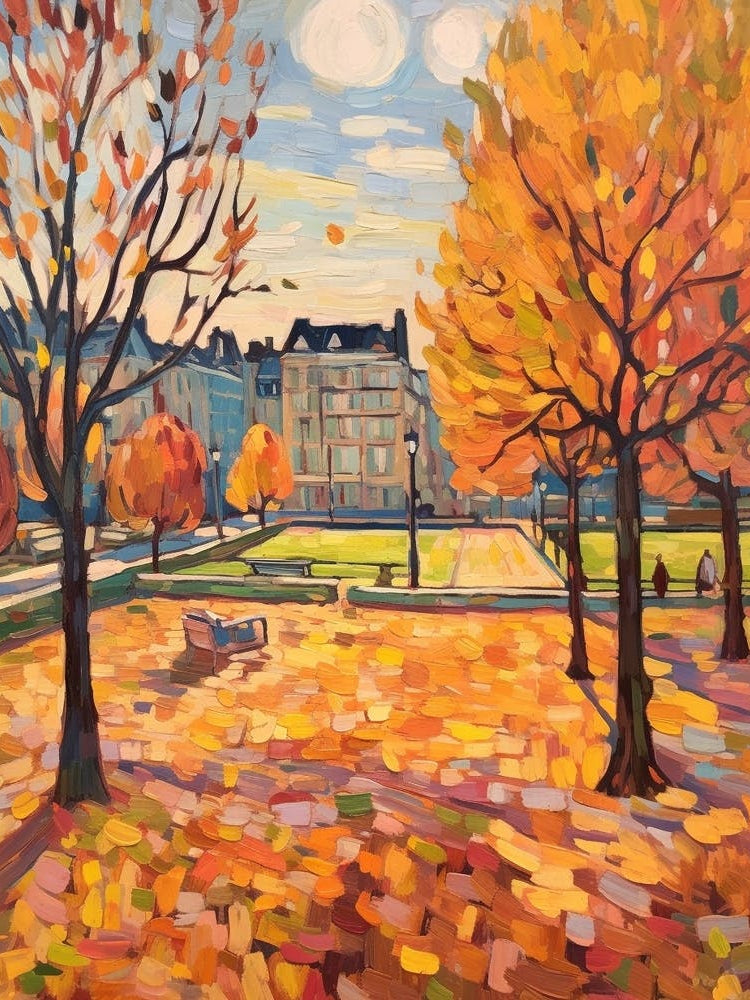 Autumn Gardens Painting Tuileries Garden France
