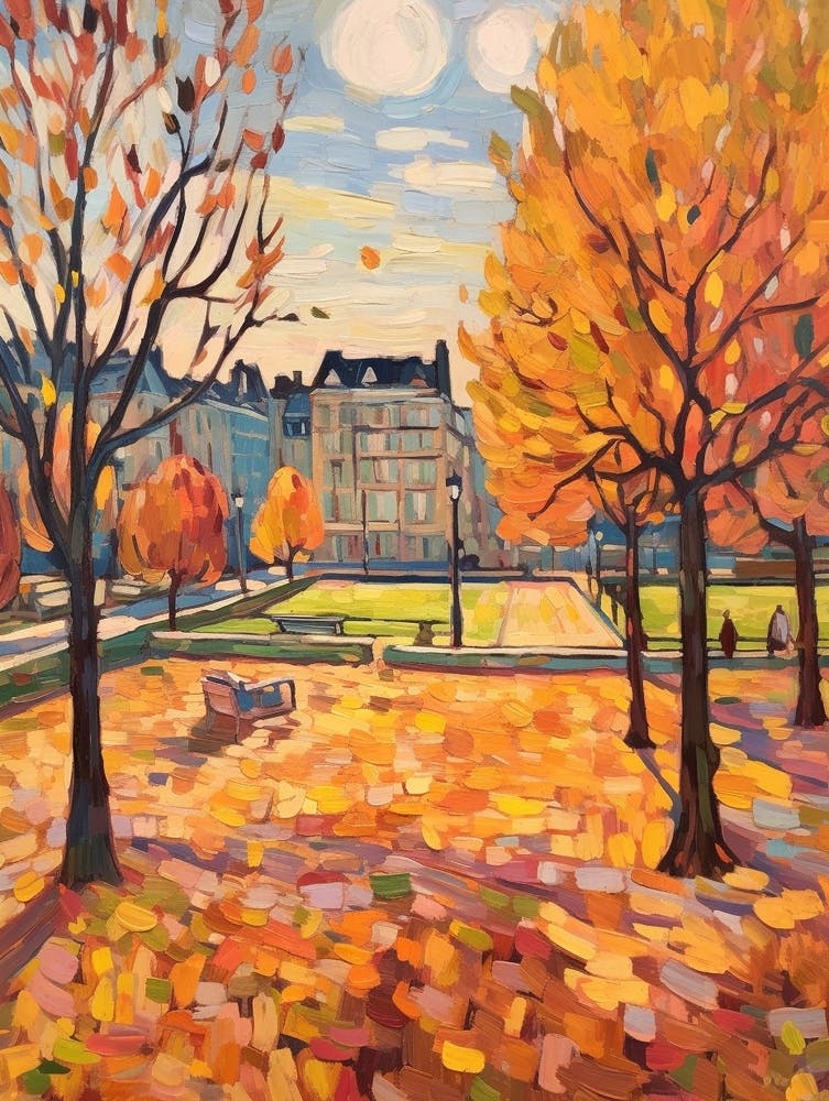 Autumn Gardens Painting Tuileries Garden France
